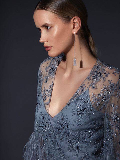 Round Diamond & Briolette Diamond & White Gold Tassel Earrings, 4