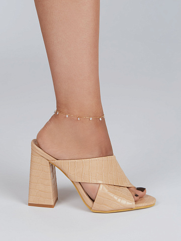 Yellow Silver & Round Shaped Cubic Zirkonia Anklet, 2