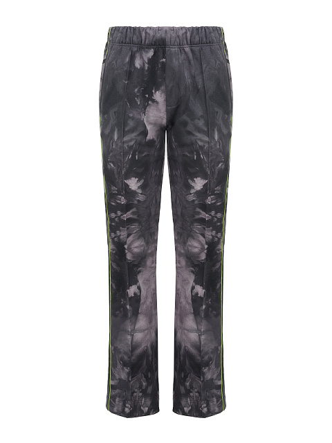 Grey Tie-dye & Neon Green Lily Embroidered Jersey Suit, 3 Grey Tie-dye & Neon Green Lily Embroidered Jersey Suit, 3