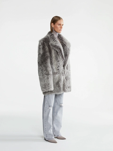 Gray Cropped Sheepskin Coat, 8 Gray Cropped Sheepskin Coat, 8