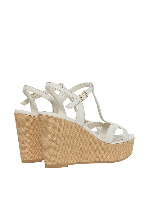 White leather wedge sandals, 3