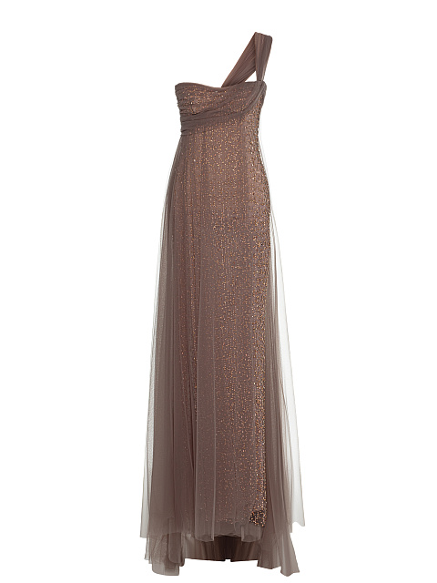 Brown maxi dress with crystals, 1