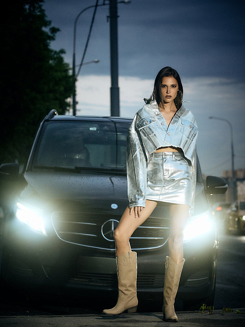 Silver Plated Light Blue Denim Jacket, 12