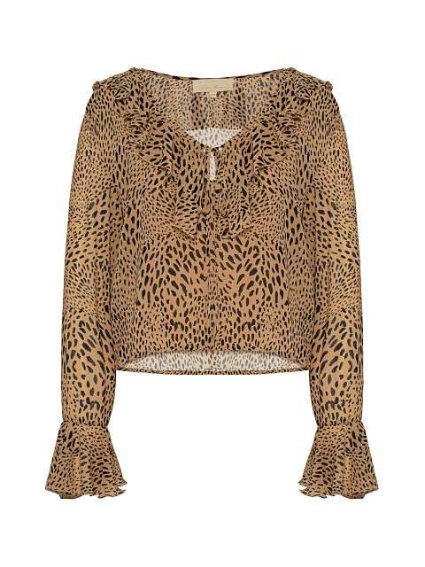 Brown Leopard Chiffon Blouse, 1 Brown Leopard Chiffon Blouse, 1