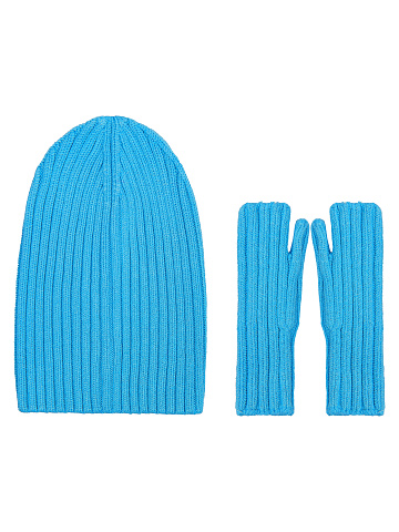 Aqua Blue Set Of Mittens & Beanie, 1