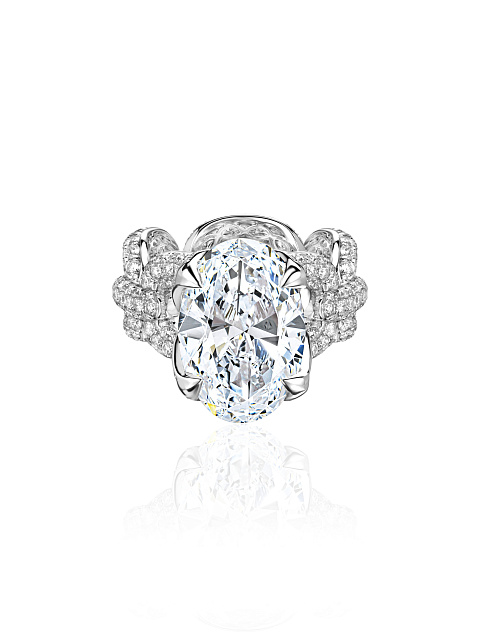 White gold ring with oval lab-grown diamond, 3