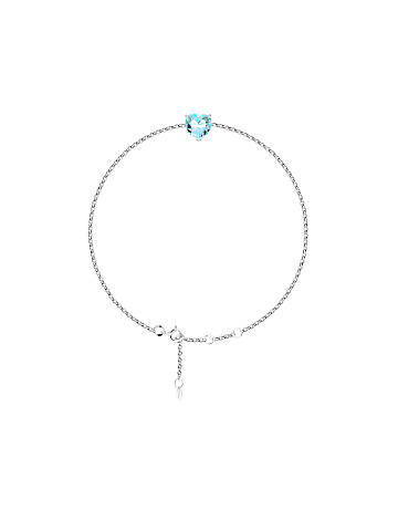Heart-Shaped Blue Cubic Zirkonia Silver Bracelet, 1