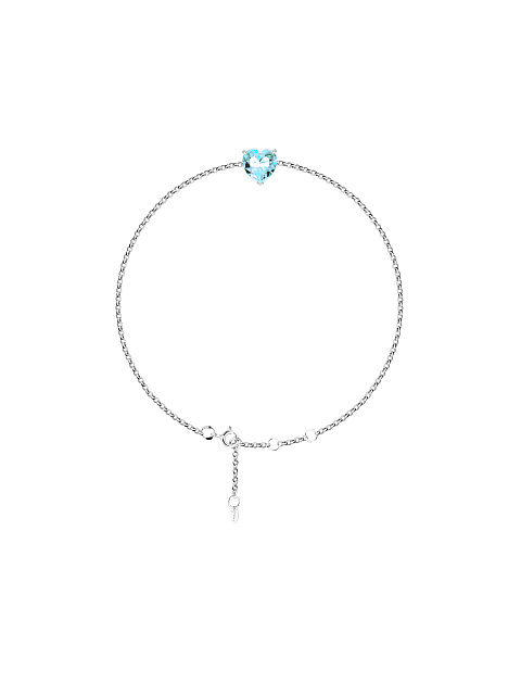 Heart-Shaped Blue Cubic Zirkonia Silver Bracelet, 1