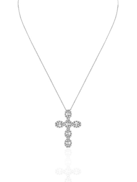 White gold necklace with a cross-shaped pendant, 1