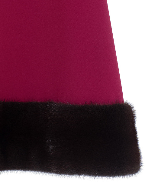 Burgundy Midi Dress With Mink Fur Trim, 4