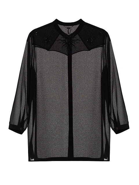 Black Embroidered Chiffon Blouse, 2 Black Embroidered Chiffon Blouse, 2