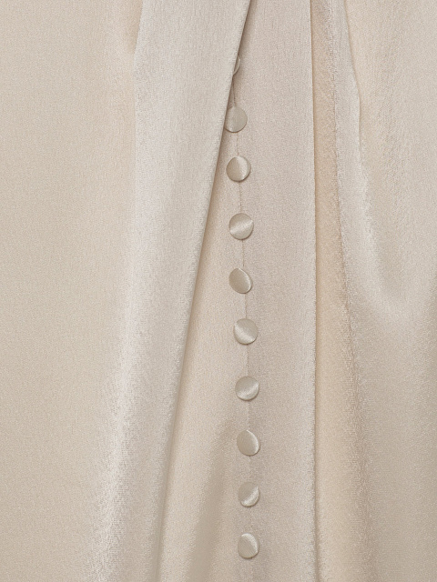 Milky Silk Dress With Mink Fur Cuffs, 4