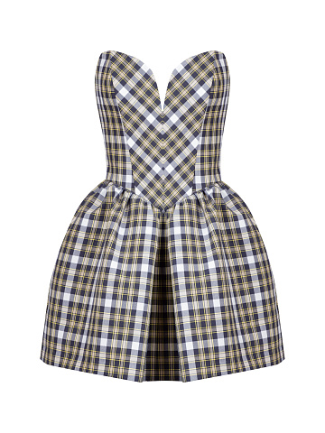 Yellow & Blue Cotton Mini Dress, 1