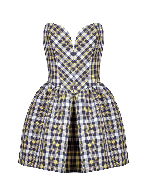 Yellow & Blue Cotton Mini Dress, 1