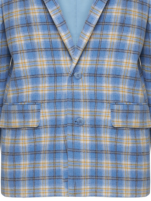 Light Blue & Yellow Oversized Check Jacket, 3 Light Blue & Yellow Oversized Check Jacket, 3