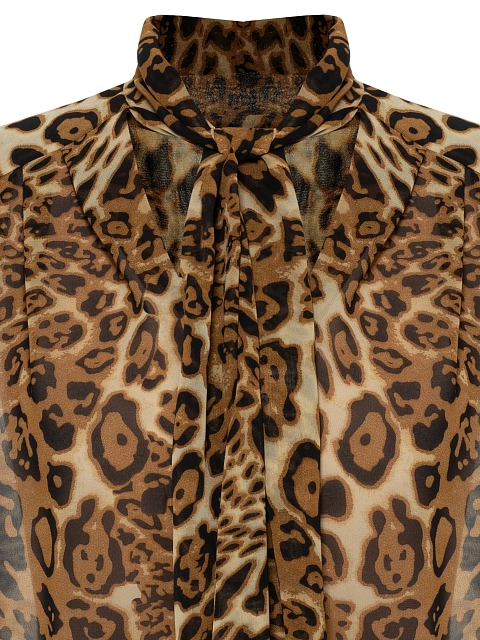 Brown Leopard Print Chiffon Blouse, 3 Brown Leopard Print Chiffon Blouse, 3