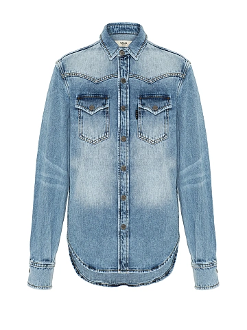 Light Blue Washed Denim Shirt, 1