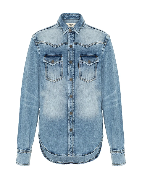 Light Blue Washed Denim Shirt, 1