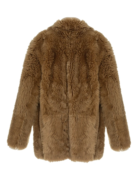 Brown Cropped Sheepskin Coat, 5