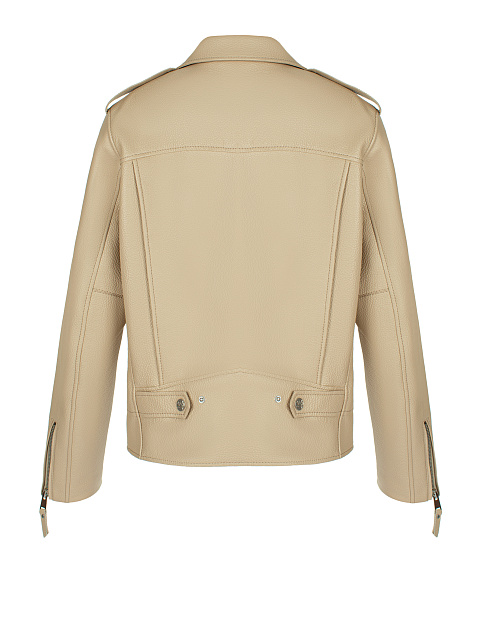 Beige Leather Biker Jacket, 2