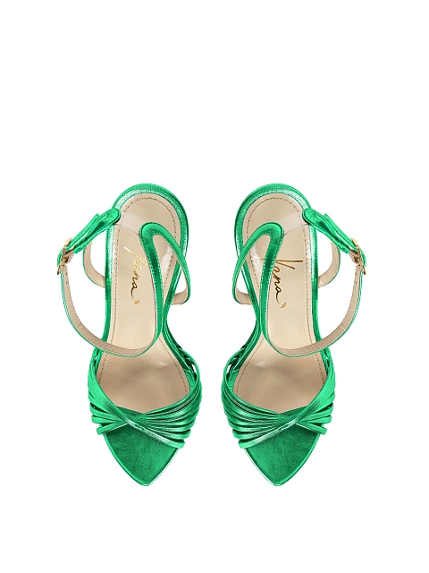 Green leather sandals, 4
