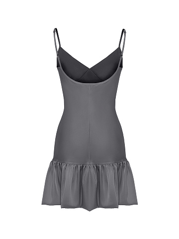 Dark Grey Ruffle Mini Dress, 2