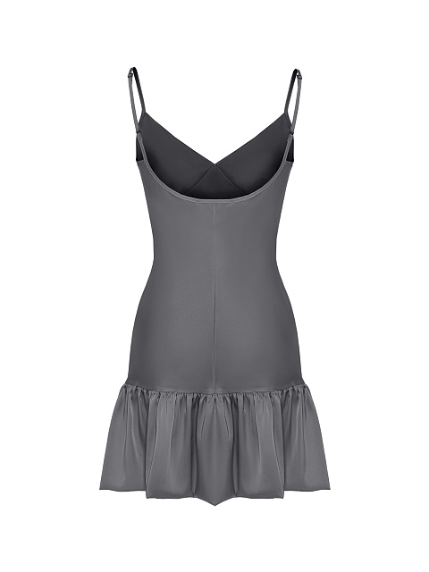 Dark Grey Ruffle Mini Dress, 2 Dark Grey Ruffle Mini Dress, 2