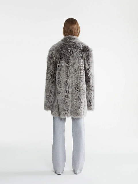 Gray Cropped Sheepskin Coat, 10 Gray Cropped Sheepskin Coat, 10