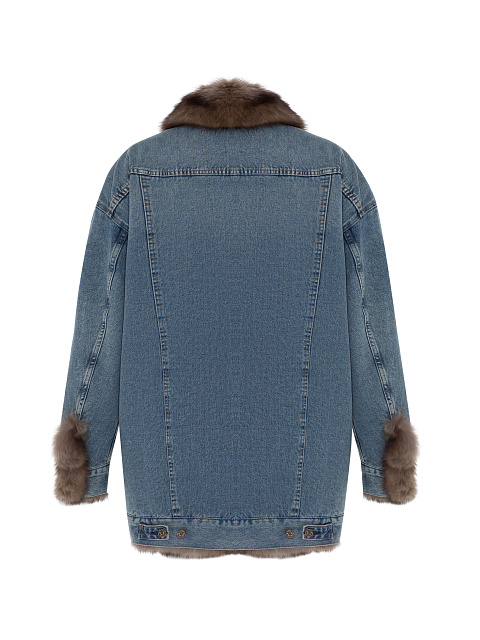 Blue Denim & Sable Fur Long Jacket, 2 Blue Denim & Sable Fur Long Jacket, 2
