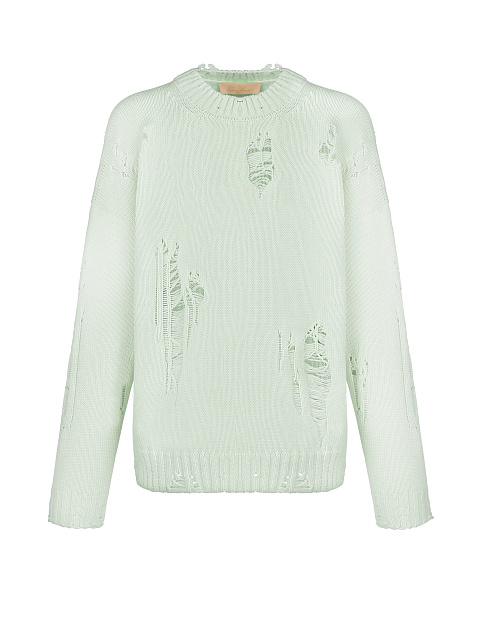 Distressed Mint Green Cotton Sweater, 1 Distressed Mint Green Cotton Sweater, 1