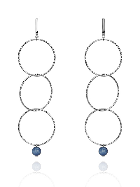 Silver & Cyanite Beads Earrings, 1