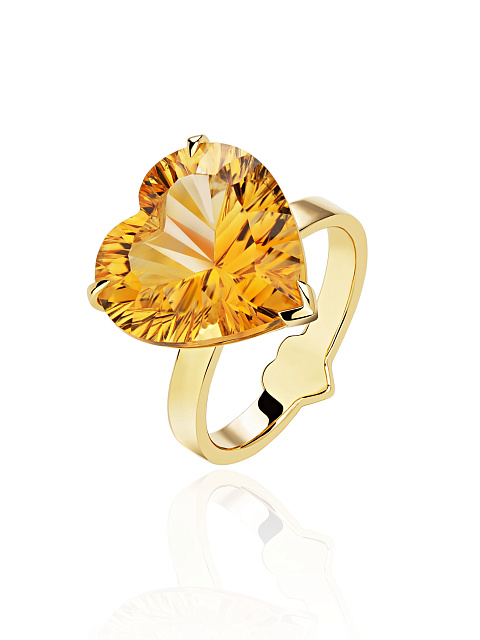 Yellow Gold & Heart-cut Citrine Ring, 1