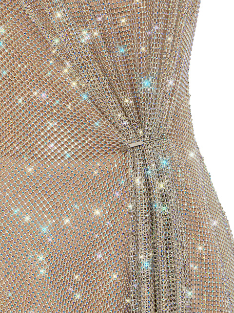 Beige Rhinestones Mesh Mini Dress, 3 Beige Rhinestones Mesh Mini Dress, 3