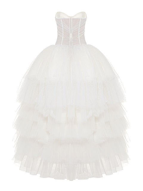 White Corset Tulle & Polka Dot Mesh Dress, 2 White Corset Tulle & Polka Dot Mesh Dress, 2