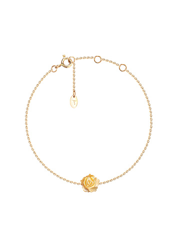 Bracelet made of yellow gold with a rose of yellow carved mother-of-pearl, 1