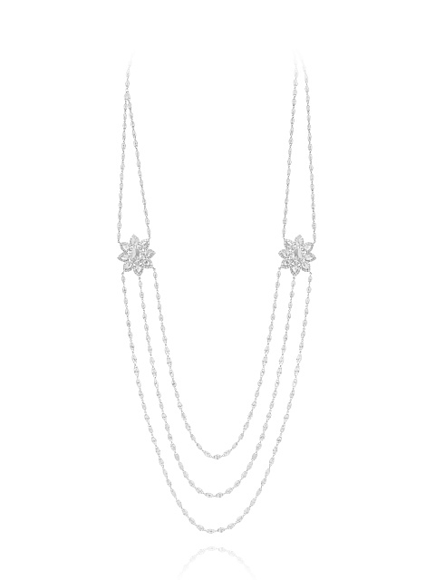 Briolette Diamond, Oval Diamond & White Gold Necklace, 1