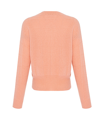 Peach Pink Cashmere V-neck Sweater, 2