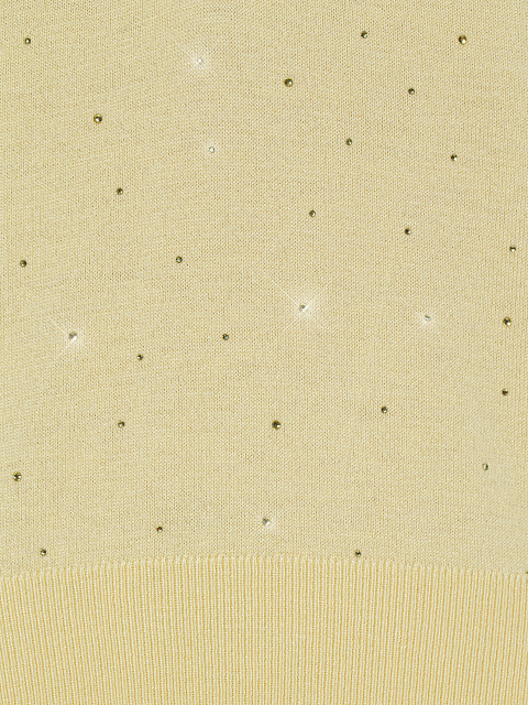 Pale Yellow Rhinestone Cashmere Pullover, 3