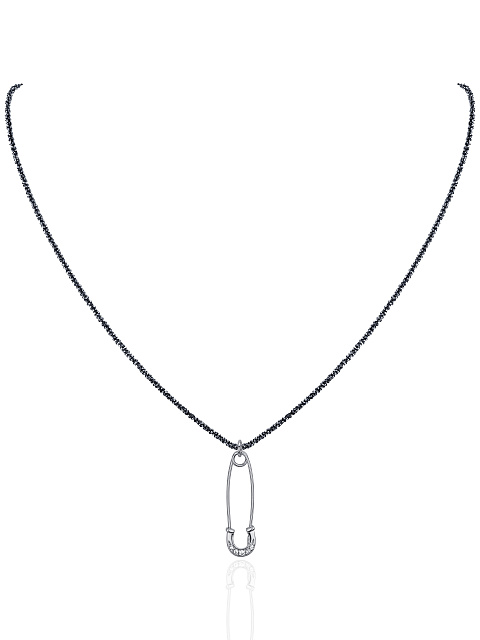 Cubic Zirkonia & Silver "Safety Pin" Necklace, 1