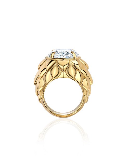 “Dragon” ring in yellow gold with LG diamond, 3