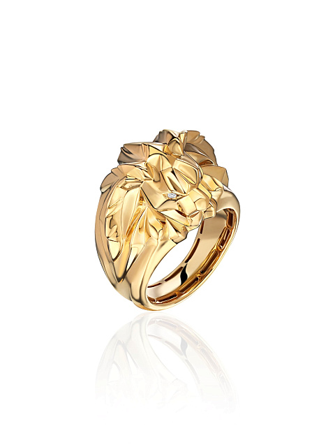 Wide yellow gold ring with brown diamonds, 1