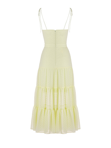 Yellow Polka Dot Chiffon Midi Dress , 2