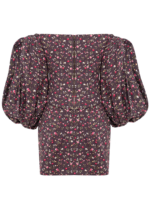 Brown Floral Print Top and Mini Skirt Set, 2