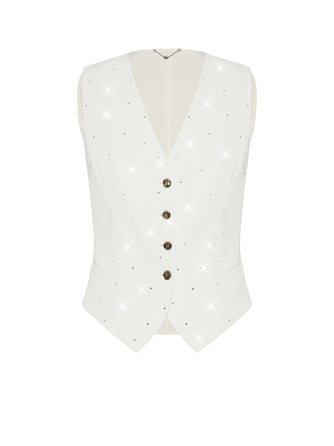 White Rhinestones Cotton Vest, 1 White Rhinestones Cotton Vest, 1
