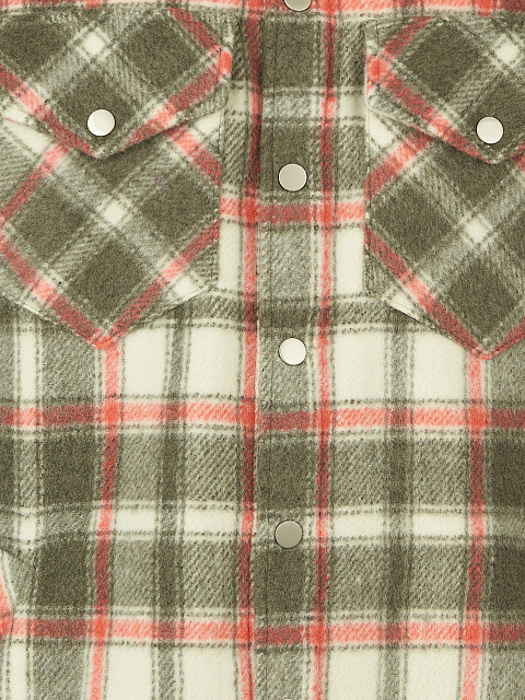 Green & Ecru Checked Wool Long Overshirt, 3 Green & Ecru Checked Wool Long Overshirt, 3