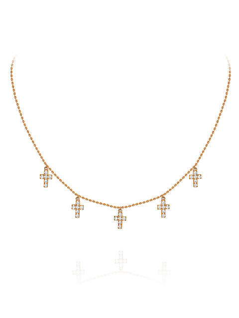 Rose Silver & Cubic Zirkonia Cross Necklace, 1