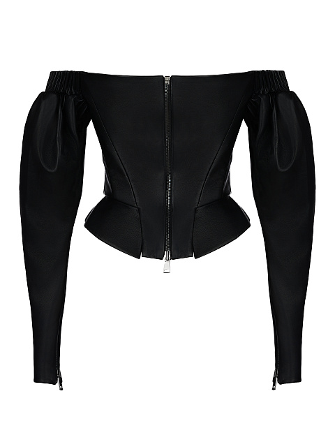 Black Leather Off Shoulder Top, 2 Black Leather Off Shoulder Top, 2