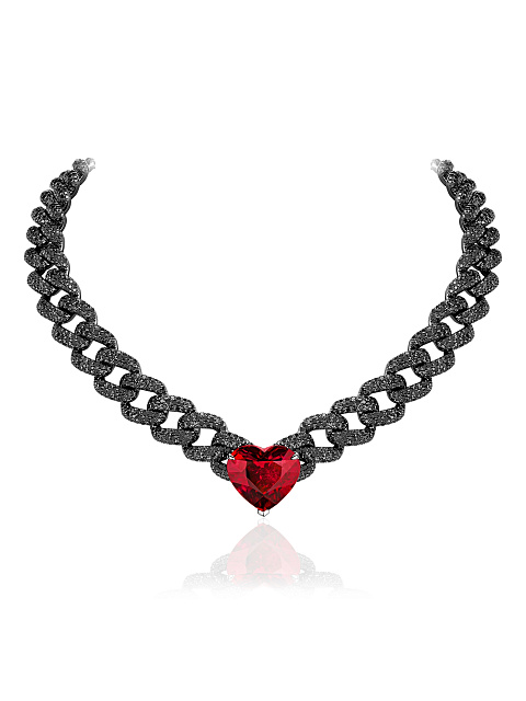 Blackened gold necklace with garnet and diamonds, 1