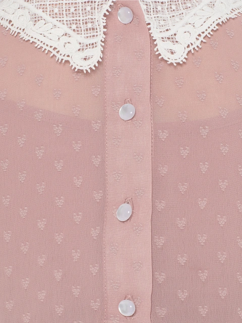 Girl's Pink Lace Collar Chiffon Dress, 5 Girl's Pink Lace Collar Chiffon Dress, 5