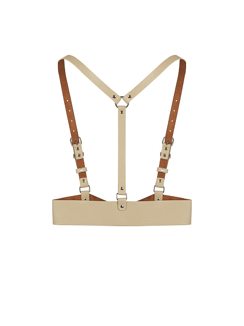 Oatmeal Faux Leather Harness, 2 Oatmeal Faux Leather Harness, 2